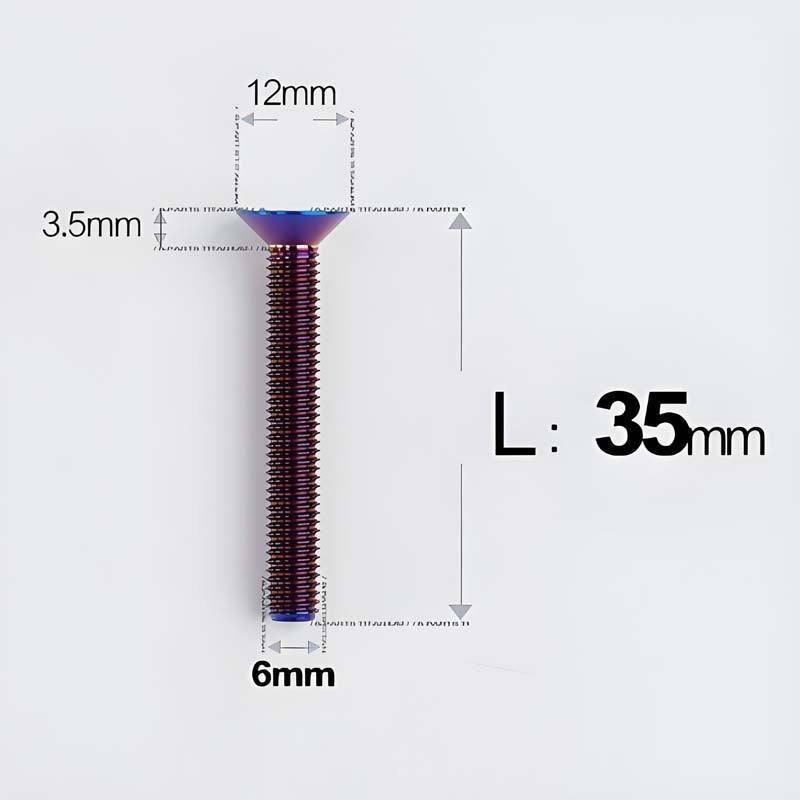 M6 x 10–40mm Titanium Flat Head Bolts – Countersunk Screws for Bike Components