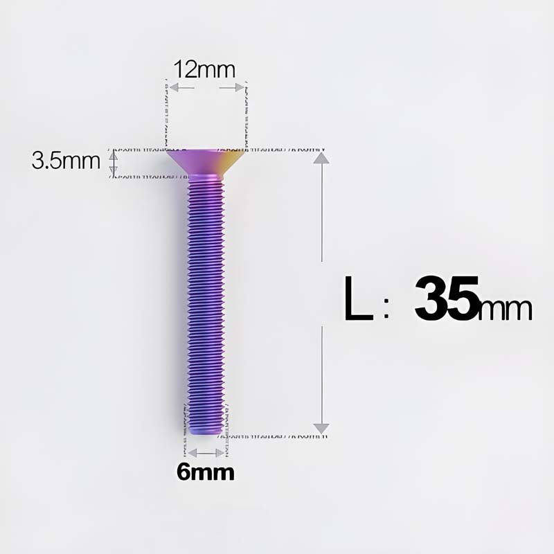 M6 x 10–40mm Titanium Flat Head Bolts – Countersunk Screws for Bike Components