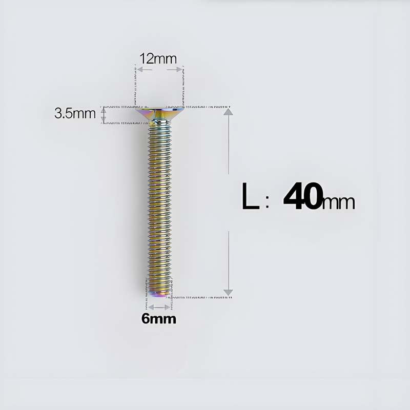 M6 x 10–40mm Titanium Flat Head Bolts – Countersunk Screws for Bike Components