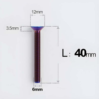 M6 x 10–40mm Titanium Flat Head Bolts – Countersunk Screws for Bike Components