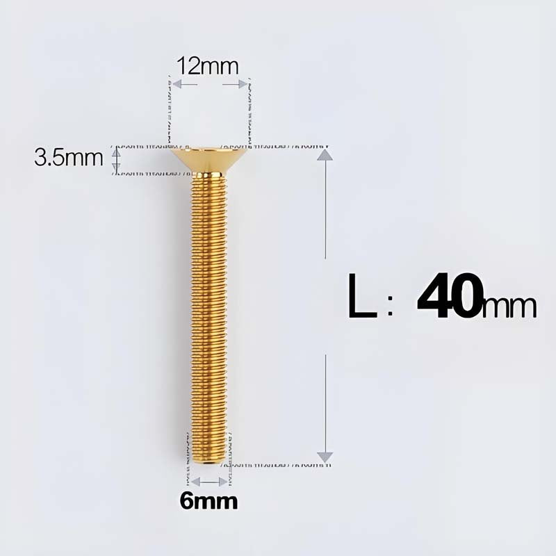 M6 x 10–40mm Titanium Flat Head Bolts – Countersunk Screws for Bike Components
