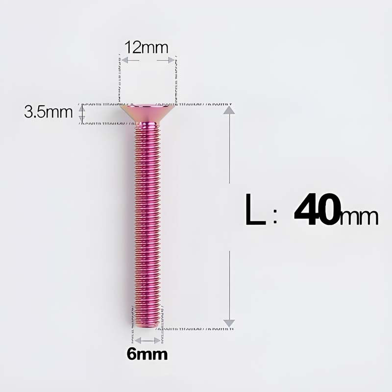 M6 x 10–40mm Titanium Flat Head Bolts – Countersunk Screws for Bike Components