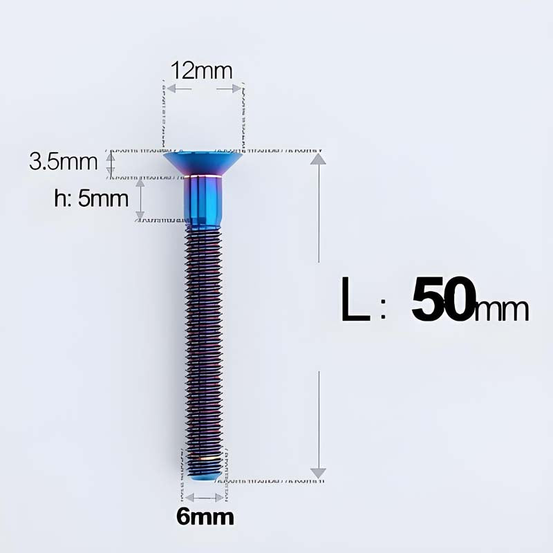 M6 x 45–70mm Titanium Flat Head Bolts – Countersunk Screws for Motorcycle Parts