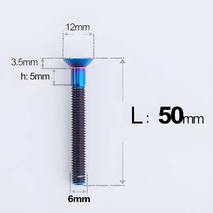 M6 x 45–70mm Titanium Flat Head Bolts – Countersunk Screws for Motorcycle Parts