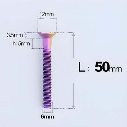 M6 x 45–70mm Titanium Flat Head Bolts – Countersunk Screws for Motorcycle Parts