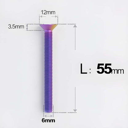 M6 x 45–70mm Titanium Flat Head Bolts – Countersunk Screws for Motorcycle Parts