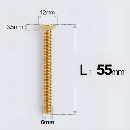 M6 x 45–70mm Titanium Flat Head Bolts – Countersunk Screws for Motorcycle Parts