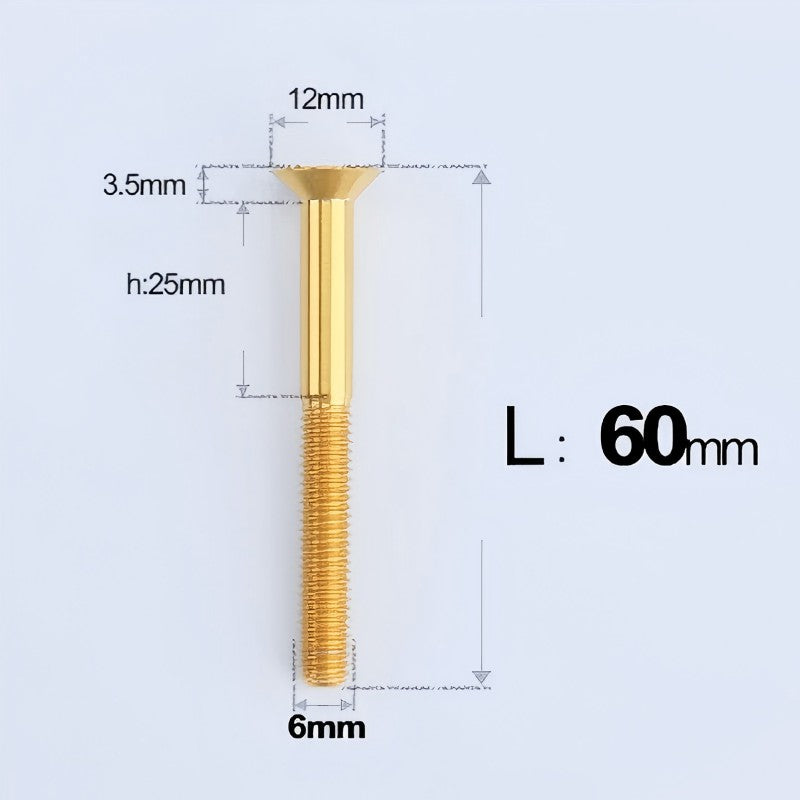 M6 x 45-70mm Titanium Flat Head Bolts - Countersunk Screws for Motorcycle Parts