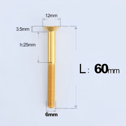 M6 x 45-70mm Titanium Flat Head Bolts - Countersunk Screws for Motorcycle Parts