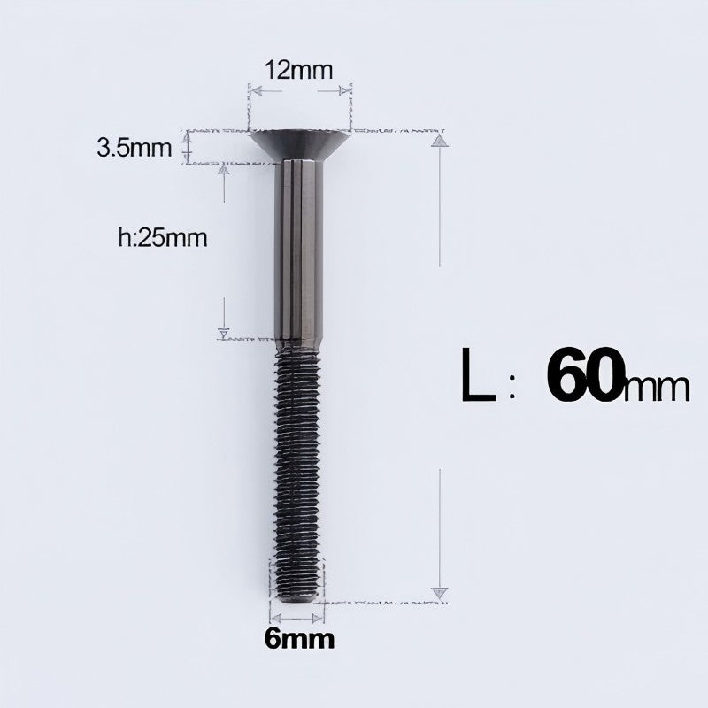 M6 x 45-70mm Titanium Flat Head Bolts - Countersunk Screws for Motorcycle Parts