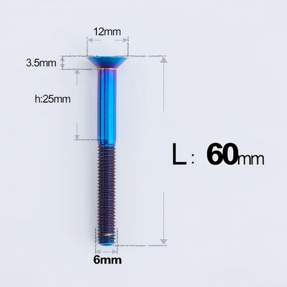 M6 x 45-70mm Titanium Flat Head Bolts - Countersunk Screws for Motorcycle Parts