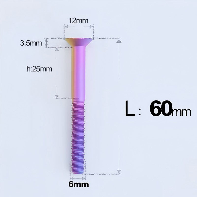 M6 x 45-70mm Titanium Flat Head Bolts - Countersunk Screws for Motorcycle Parts