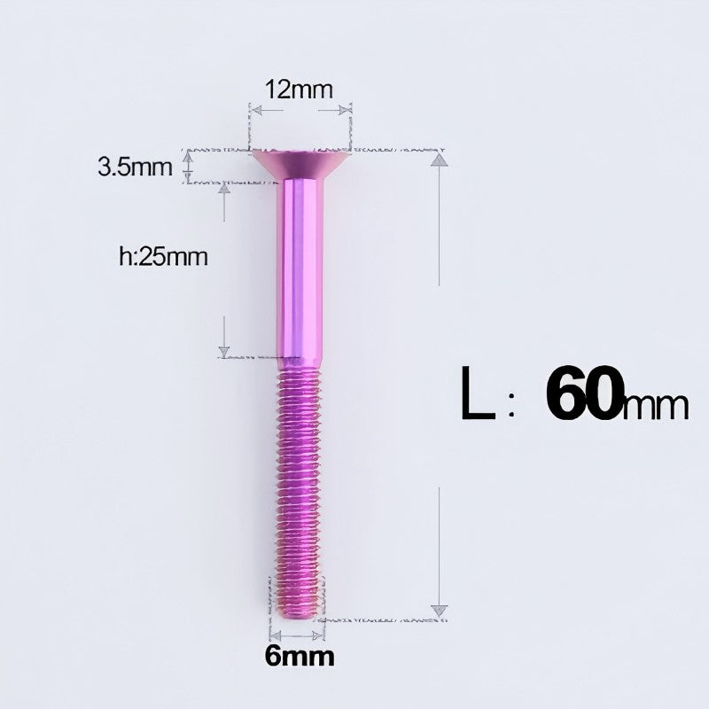 M6 x 45-70mm Titanium Flat Head Bolts - Countersunk Screws for Motorcycle Parts