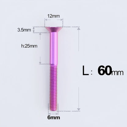 M6 x 45-70mm Titanium Flat Head Bolts - Countersunk Screws for Motorcycle Parts