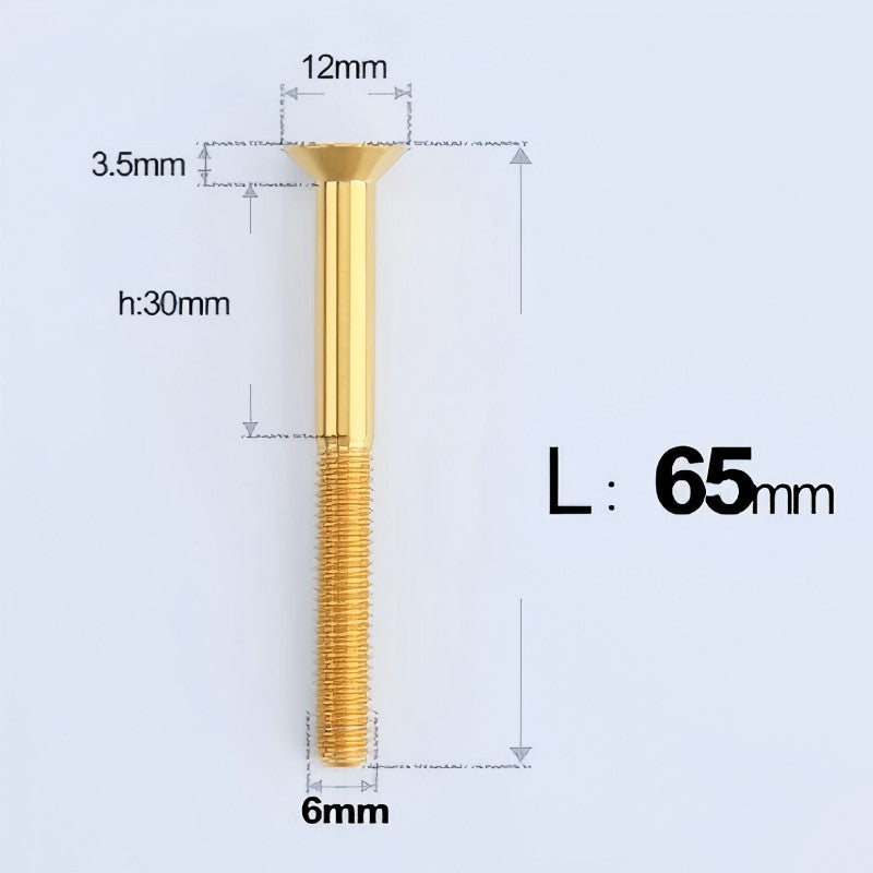 M6 x 45-70mm Titanium Flat Head Bolts - Countersunk Screws for Motorcycle Parts