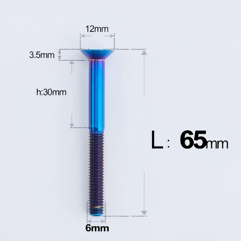 M6 x 45-70mm Titanium Flat Head Bolts - Countersunk Screws for Motorcycle Parts