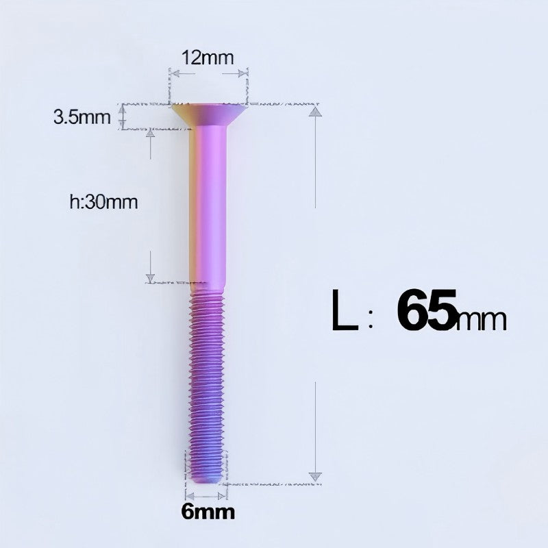 M6 x 45-70mm Titanium Flat Head Bolts - Countersunk Screws for Motorcycle Parts