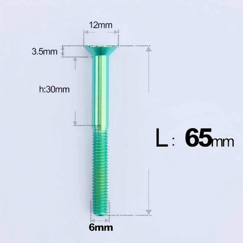 M6 x 45-70mm Titanium Flat Head Bolts - Countersunk Screws for Motorcycle Parts
