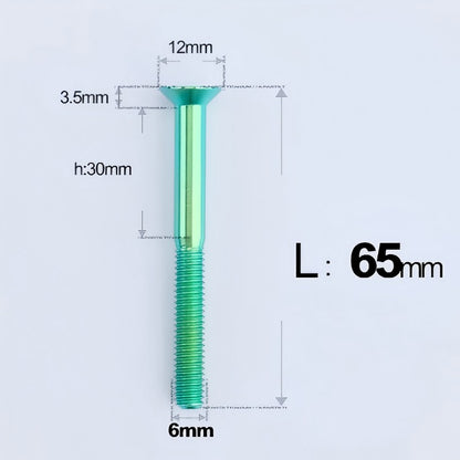 M6 x 45-70mm Titanium Flat Head Bolts - Countersunk Screws for Motorcycle Parts