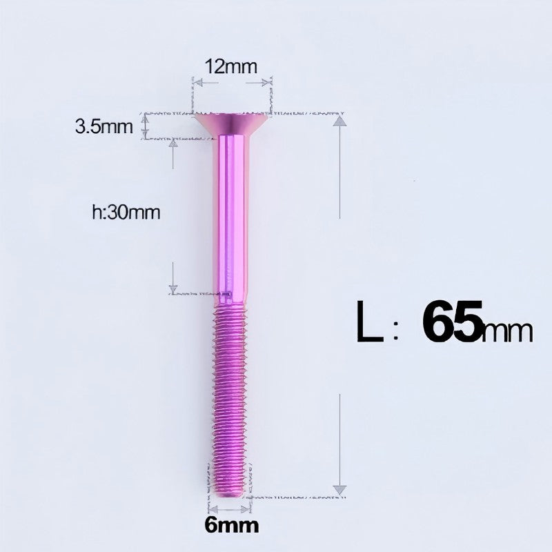 M6 x 45-70mm Titanium Flat Head Bolts - Countersunk Screws for Motorcycle Parts