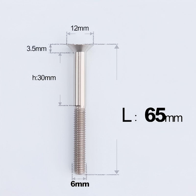 M6 x 45-70mm Titanium Flat Head Bolts - Countersunk Screws for Motorcycle Parts
