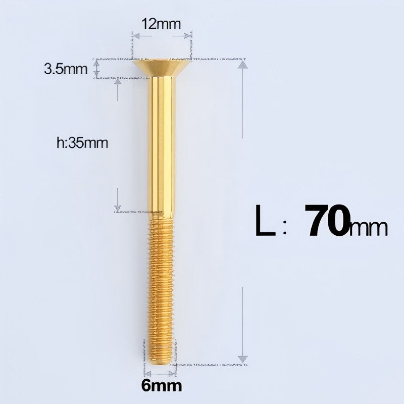 M6 x 45-70mm Titanium Flat Head Bolts - Countersunk Screws for Motorcycle Parts