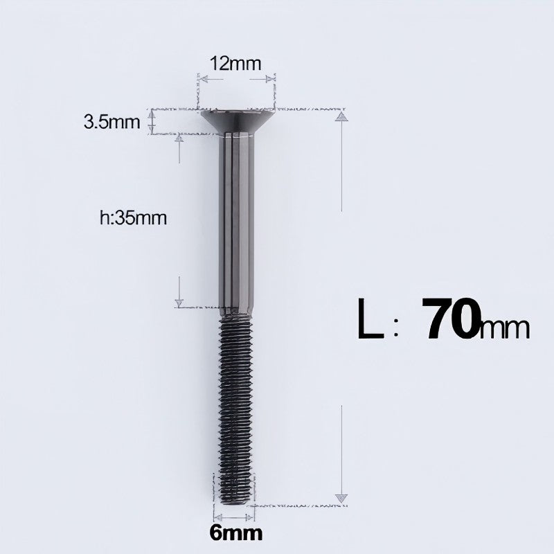 M6 x 45-70mm Titanium Flat Head Bolts - Countersunk Screws for Motorcycle Parts