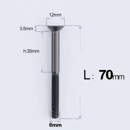 M6 x 45-70mm Titanium Flat Head Bolts - Countersunk Screws for Motorcycle Parts