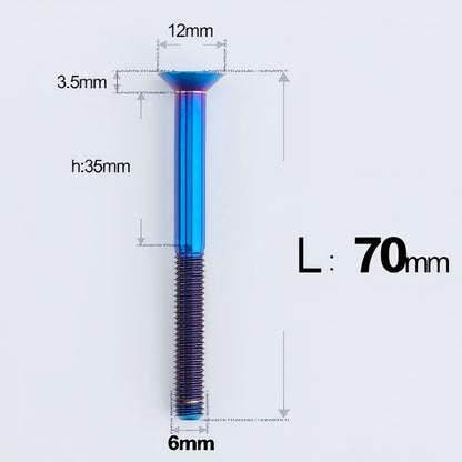 M6 x 45-70mm Titanium Flat Head Bolts - Countersunk Screws for Motorcycle Parts