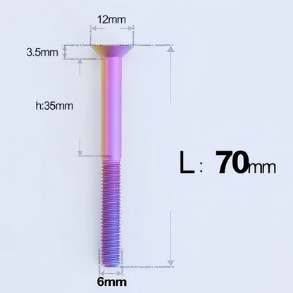 M6 x 45-70mm Titanium Flat Head Bolts - Countersunk Screws for Motorcycle Parts