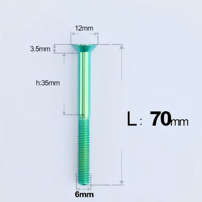 M6 x 45-70mm Titanium Flat Head Bolts - Countersunk Screws for Motorcycle Parts