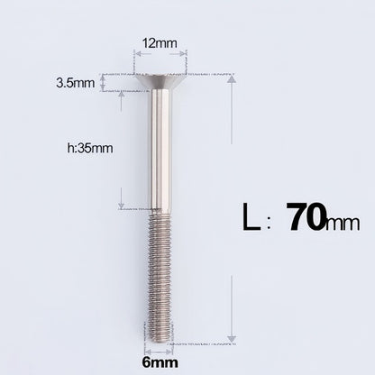 M6 x 45-70mm Titanium Flat Head Bolts - Countersunk Screws for Motorcycle Parts
