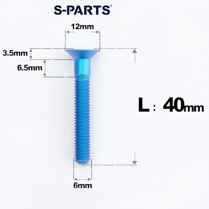 M6 x 10-40mm Titanium Flat Head Bolts - Countersunk Screws for Bike Components