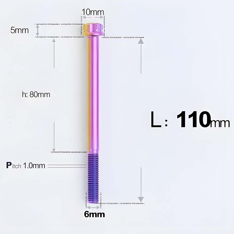 M6 X 8-120MM Titanium Bolts For Electric Motorcycle
