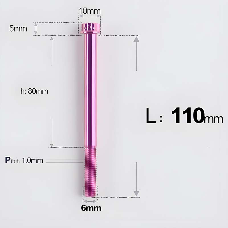 M6 X 8-120MM Titanium Bolts For Electric Motorcycle