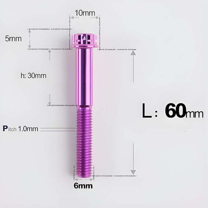 M6 X 8-120MM Titanium Bolts For Electric Motorcycle