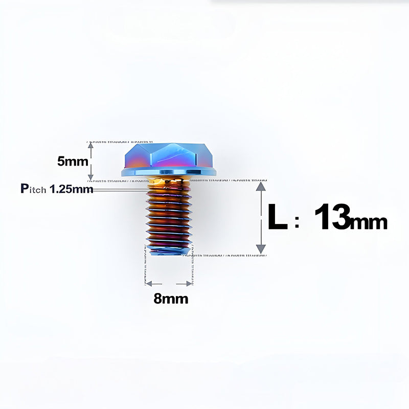 M8x13mm Titanium Motorcycle Mirror Adapter Bolts with Standard and Reverse Threads