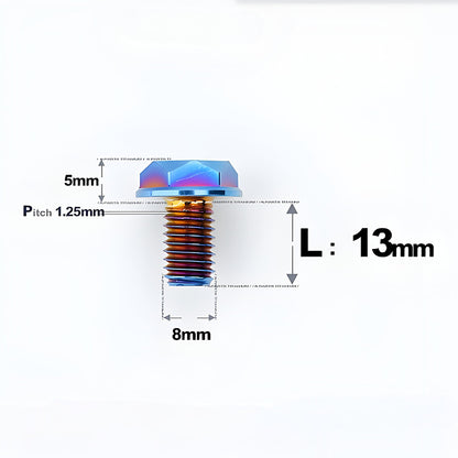 M8x13mm Titanium Motorcycle Mirror Adapter Bolts with Standard and Reverse Threads