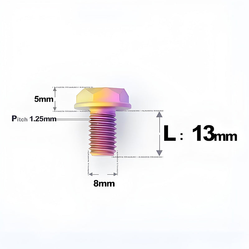 M8x13mm Titanium Motorcycle Mirror Adapter Bolts with Standard and Reverse Threads
