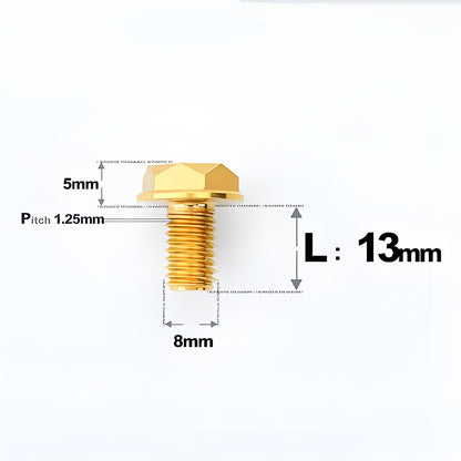 M8x13mm Titanium Motorcycle Mirror Adapter Bolts with Standard and Reverse Threads