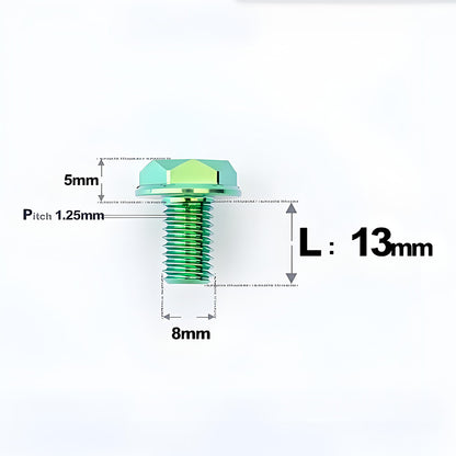 M8x13mm Titanium Motorcycle Mirror Adapter Bolts with Standard and Reverse Threads
