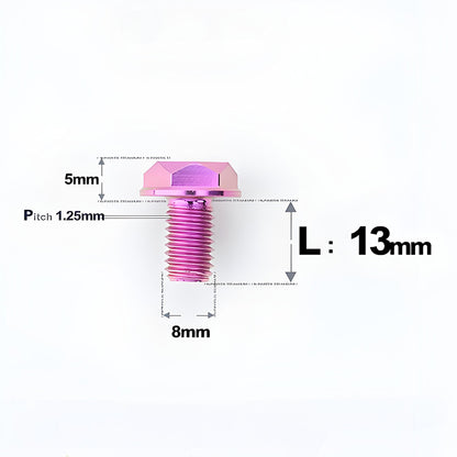 M8x13mm Titanium Motorcycle Mirror Adapter Bolts with Standard and Reverse Threads