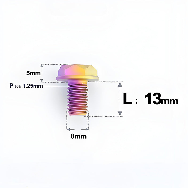 M8x13mm Titanium Motorcycle Mirror Adapter Bolts with Standard and Reverse Threads