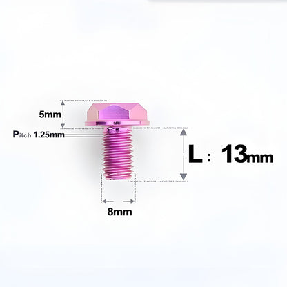 M8x13mm Titanium Motorcycle Mirror Adapter Bolts with Standard and Reverse Threads