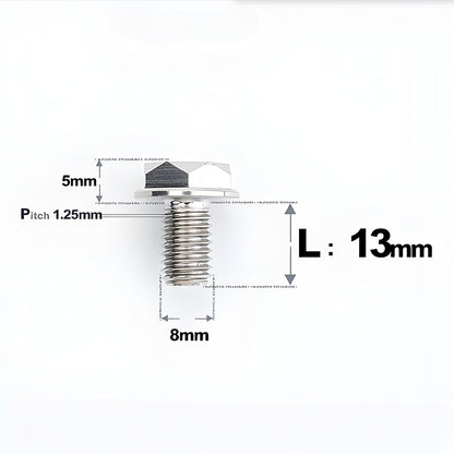 M8x13mm Titanium Motorcycle Mirror Adapter Bolts with Standard and Reverse Threads