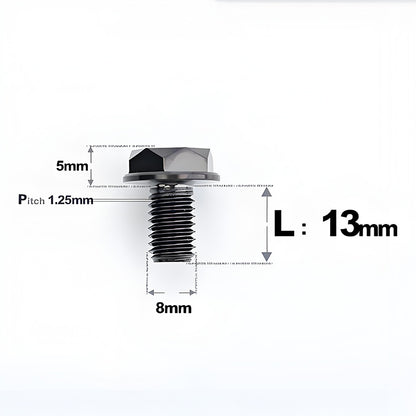 M8x13mm Titanium Motorcycle Mirror Adapter Bolts with Standard and Reverse Threads