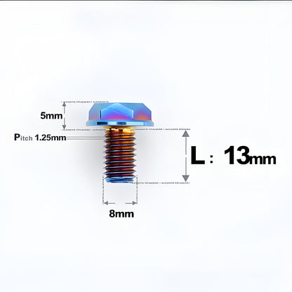 M8x13mm Titanium Motorcycle Mirror Adapter Bolts with Standard and Reverse Threads
