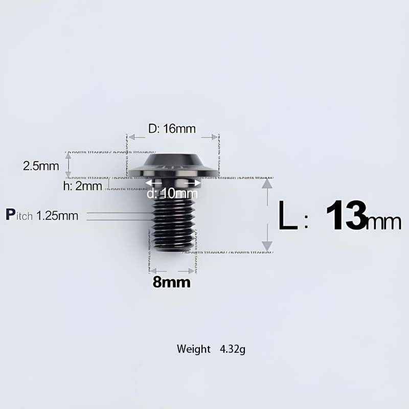 M8x13-48mm Titanium Shoulder Bolts for Motorcycle - Black