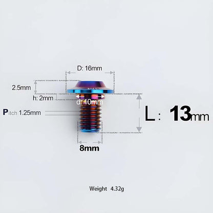 M8x13-48mm Titanium Shoulder Bolts for Motorcycle - Blue