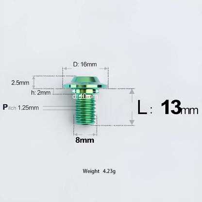 M8x13-48mm Titanium Shoulder Bolts for Motorcycle - Green